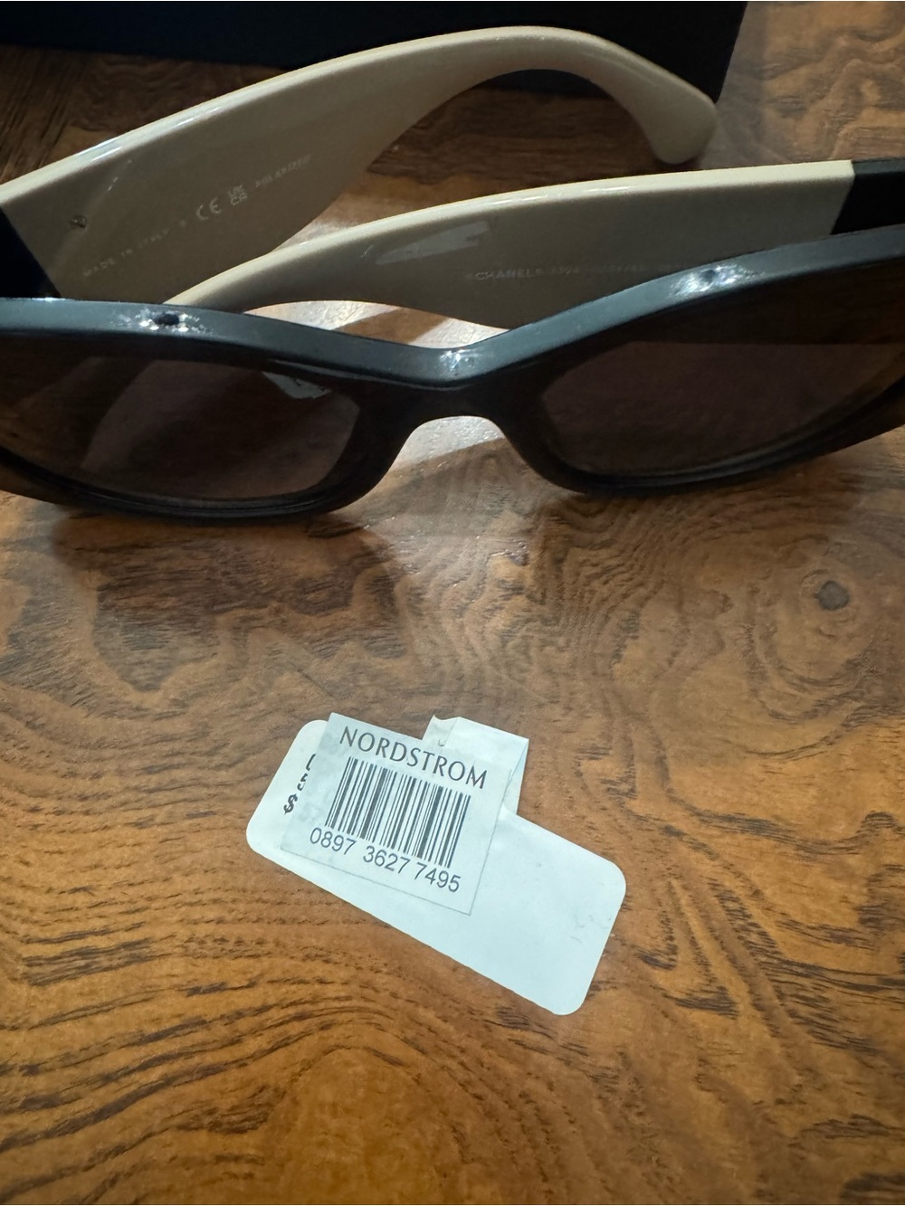 Chanel Oval Sunglasses Beige/black with case, box - Picture 10 of 12